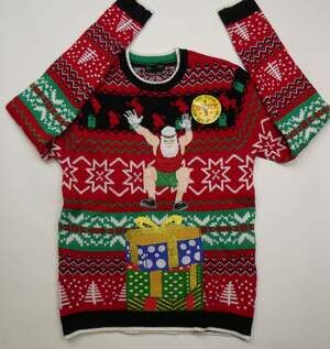 BLIZZARD BAY holiday sweater Santa Present sweater, medium, NEW